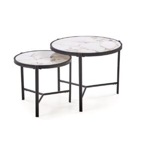 Kahvilakoonnin komplekti FATIMA, valkoinen marmori / musta