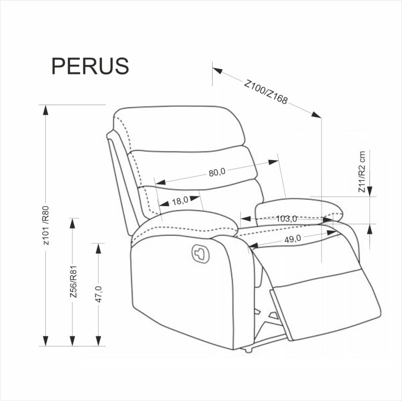 Tuoli PERU manuaalinen nojatuoli, harmaa