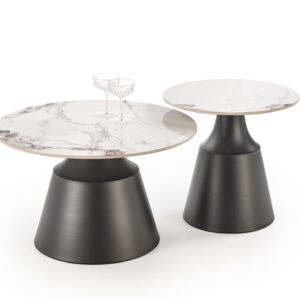 Kahvilausett MAGEL, valkoinen marmori / musta