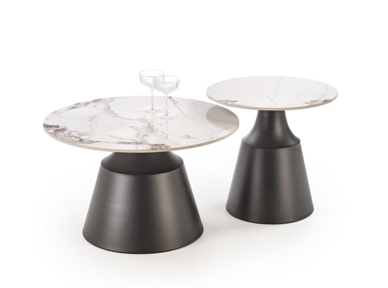 Kahvilausett MAGEL, valkoinen marmori / musta