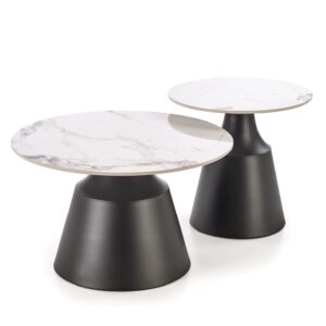 Kahvilausett MAGEL, valkoinen marmori / musta