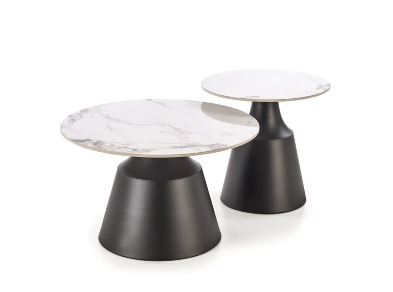 Kahvilausett MAGEL, valkoinen marmori / musta