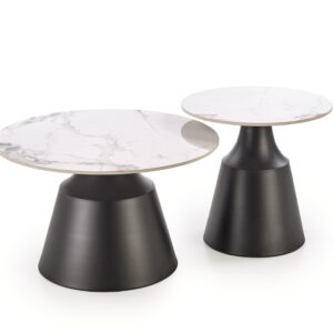 Kahvilausett MAGEL, valkoinen marmori / musta