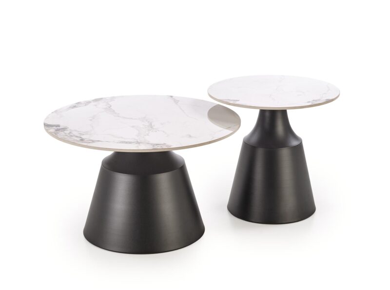 Kahvilausett MAGEL, valkoinen marmori / musta