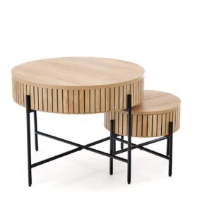 Kahvilapöydän komplekti DANTE, luonnollinen / musta