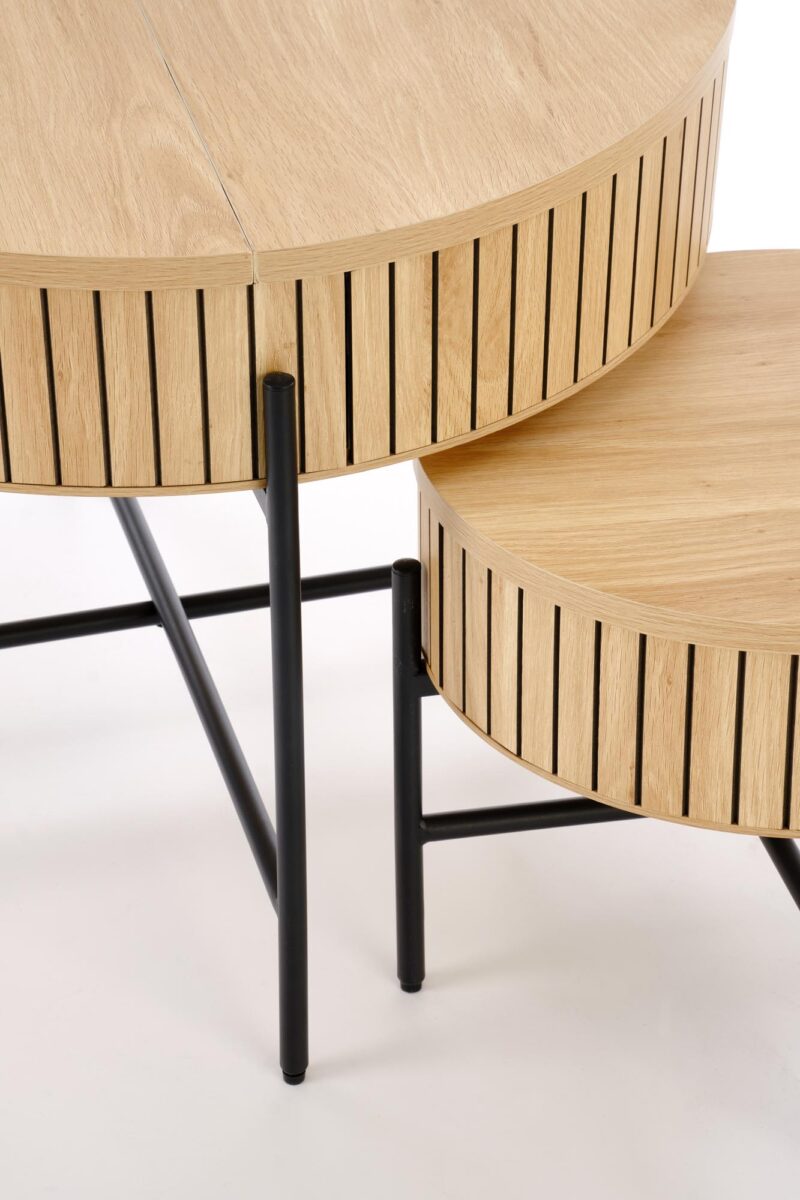 Kahvilapöydän komplekti DANTE, luonnollinen / musta