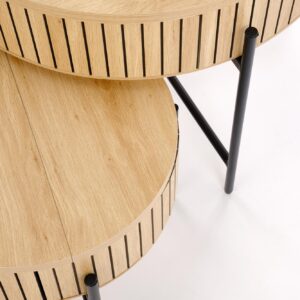 Kahvilapöydän komplekti DANTE, luonnollinen / musta