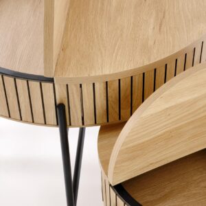 Kahvilapöydän komplekti DANTE, luonnollinen / musta