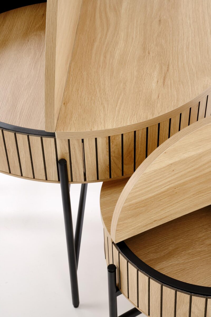 Kahvilapöydän komplekti DANTE, luonnollinen / musta