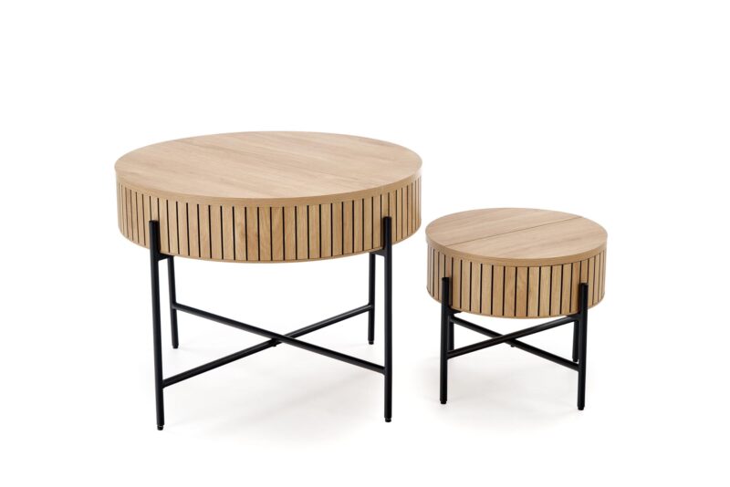 Kahvilapöydän komplekti DANTE, luonnollinen / musta