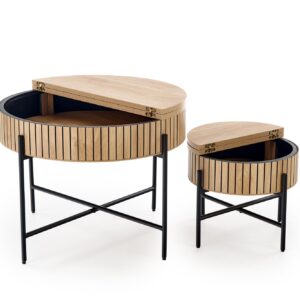 Kahvilapöydän komplekti DANTE, luonnollinen / musta