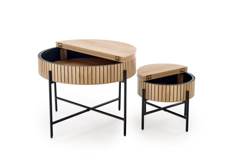 Kahvilapöydän komplekti DANTE, luonnollinen / musta