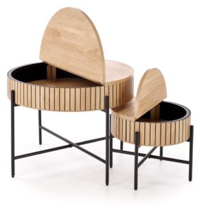 Kahvilapöydän komplekti DANTE, luonnollinen / musta