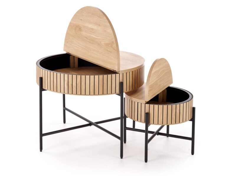 Kahvilapöydän komplekti DANTE, luonnollinen / musta