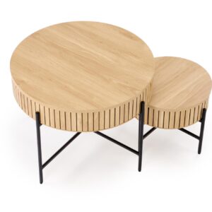 Kahvilapöydän komplekti DANTE, luonnollinen / musta