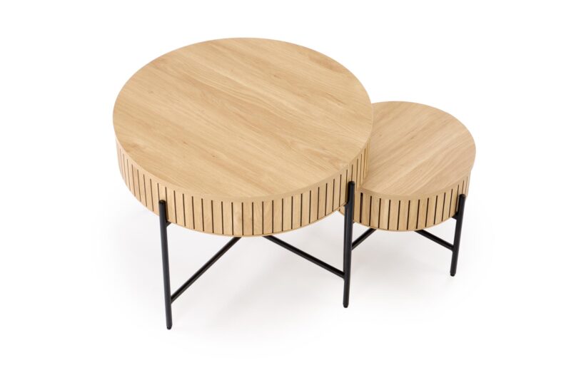 Kahvilapöydän komplekti DANTE, luonnollinen / musta