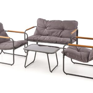 HUDSON-puutarhakalusteiden sarja, harmaa / ruskea