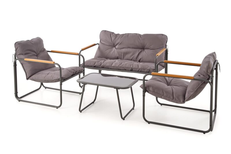 HUDSON-puutarhakalusteiden sarja, harmaa / ruskea