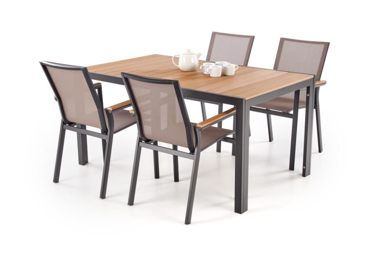 Ruokapöytä FIERRO, suorakulmainen / ruskea / musta