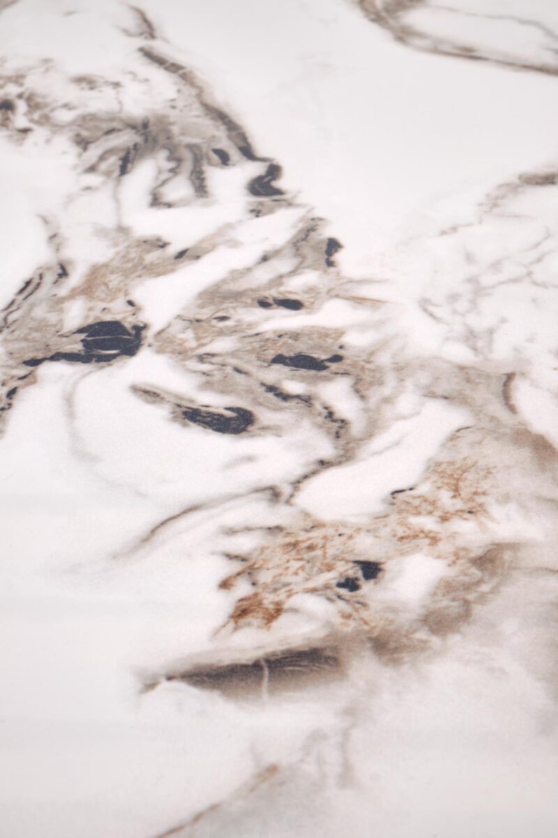 Ruokapöytä GARET, pyöreä / valkoinen marmori / musta