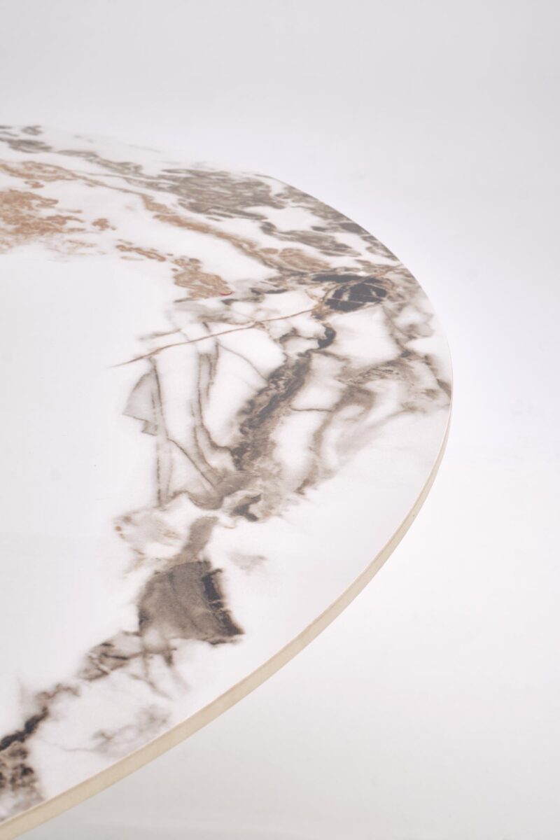 Ruokapöytä GARET, pyöreä / valkoinen marmori / musta