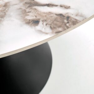 Ruokapöytä GARET, pyöreä / valkoinen marmori / musta