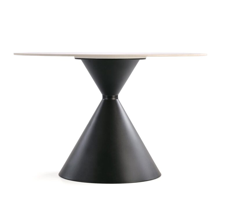 Ruokapöytä GARET, pyöreä / valkoinen marmori / musta