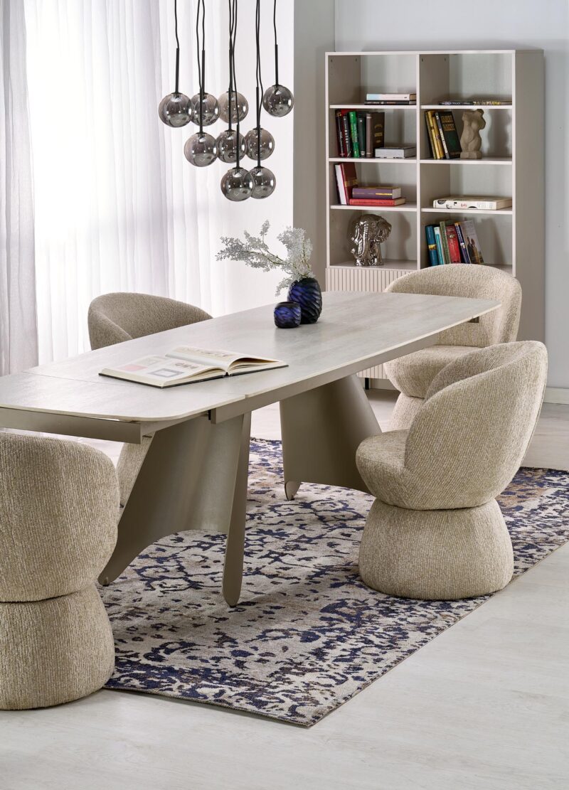 Pidentävä Ruokapöytä SALVIR, travertiini / kashmir