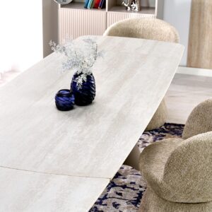 Pidentävä Ruokapöytä SALVIR, travertiini / kashmir