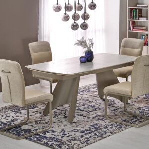 Pidentävä Ruokapöytä SALVIR, travertiini / kashmir