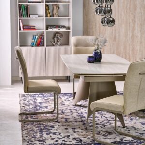 Pidentävä Ruokapöytä SALVIR, travertiini / kashmir