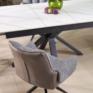 Pidentävä ruokapöytä PLAVEN, valkoinen marmori / musta