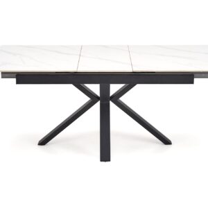 Pidentävä ruokapöytä PLAVEN, valkoinen marmori / musta
