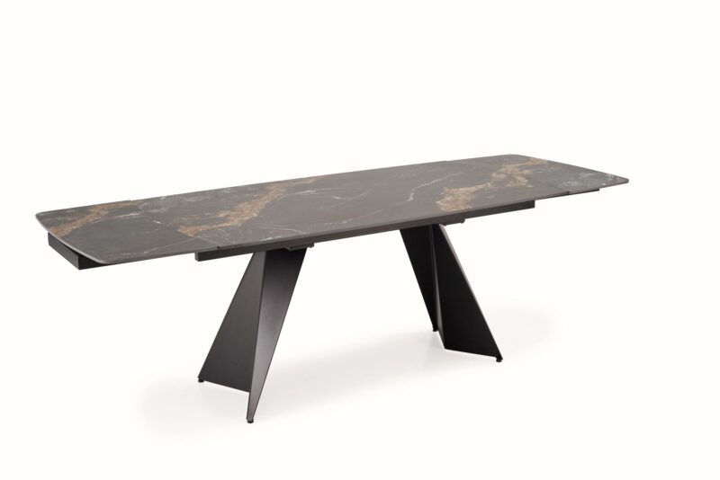 Pidentävä ruokapöytä ARMARIO, musta marmori / musta