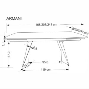 Pidentävä ruokapöytä ARMARIO, musta marmori / musta