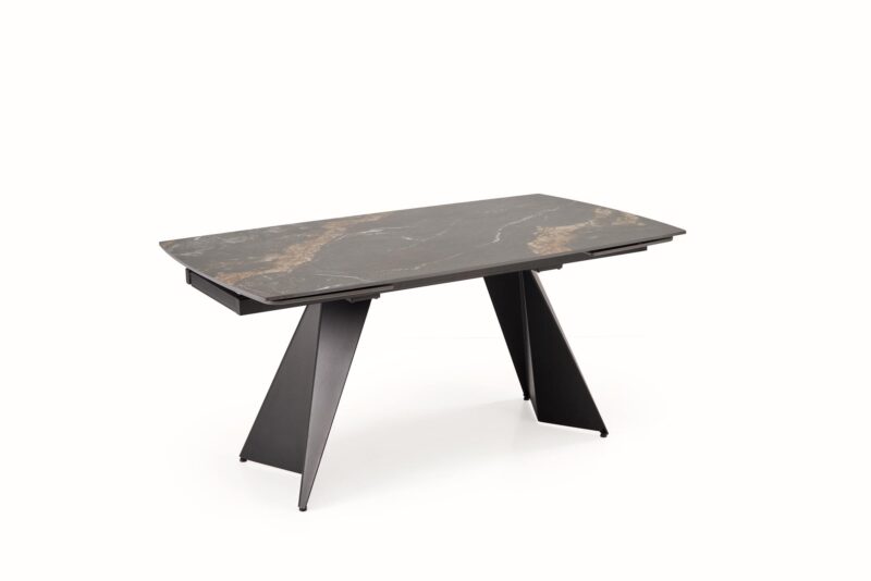Pidentävä ruokapöytä ARMARIO, musta marmori / musta