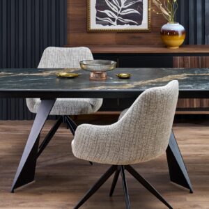 Pidentävä ruokapöytä ARMARIO, musta marmori / musta