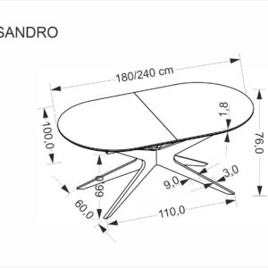 Suurennettava ruokapöytä SANDRO