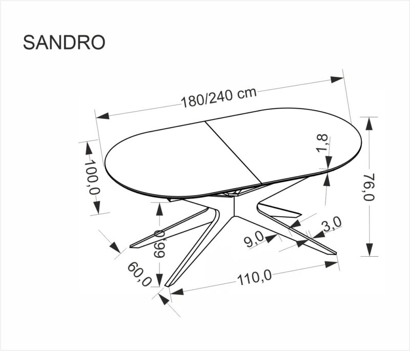 Suurennettava ruokapöytä SANDRO