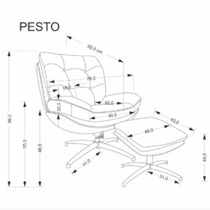 Kääntyvä nojatuoli PESTA, rahin, harmaa