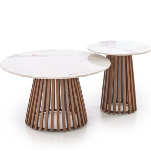 Kahvitablet BELRIA, pähkinä / valkoinen marmori