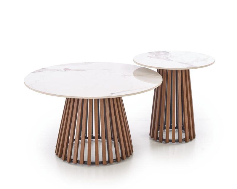 Kahvitablet BELRIA, pähkinä / valkoinen marmori