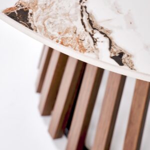 Kahvitablet BELRIA, pähkinä / valkoinen marmori