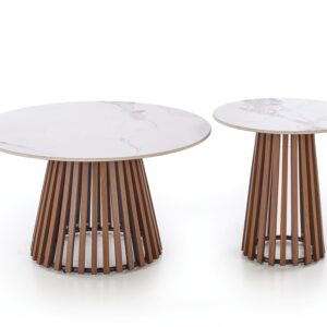 Kahvitable BELRIA, pähkinä / valkoinen marmor