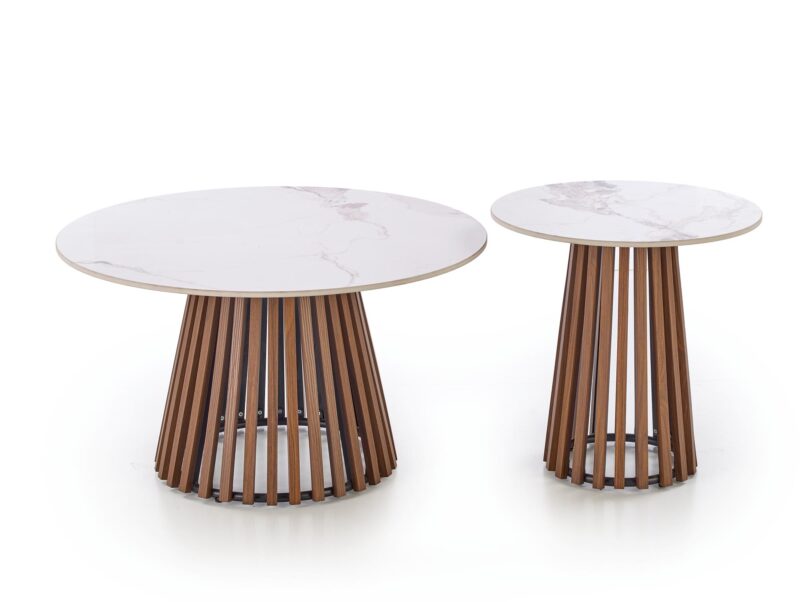 Kahvitable BELRIA, pähkinä / valkoinen marmor