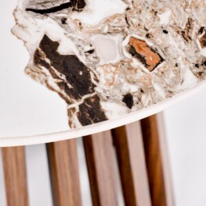 Kahvitable BELRIA, pähkinä / valkoinen marmor