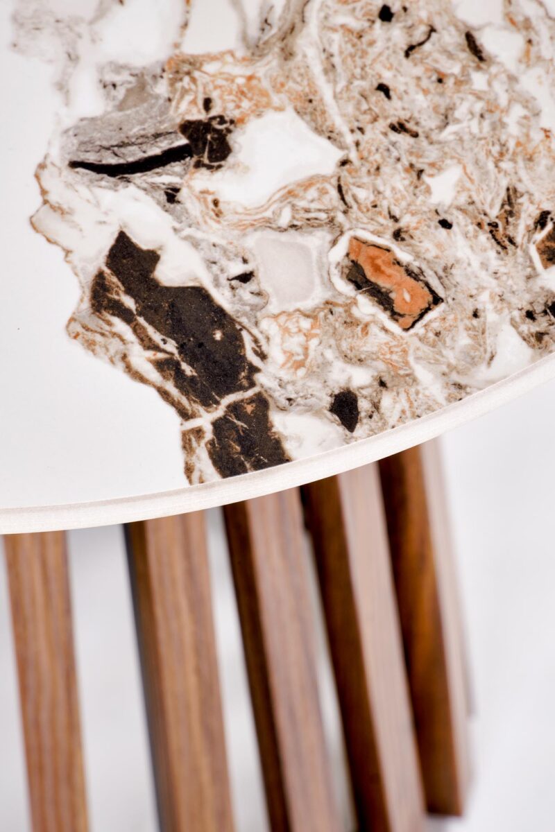 Kahvitable BELRIA, pähkinä / valkoinen marmor