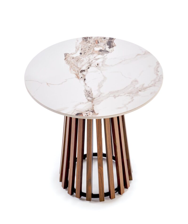 Kahvitable BELRIA, pähkinä / valkoinen marmor
