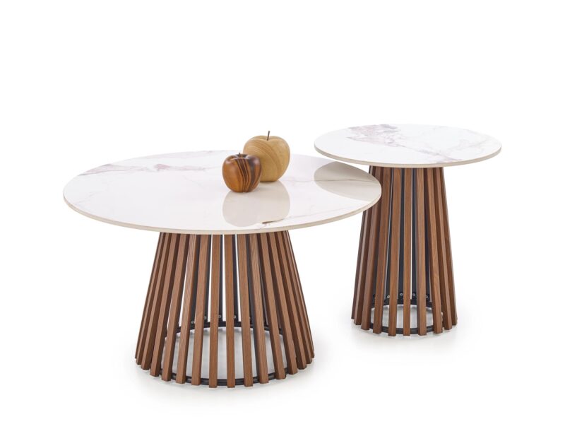 Kahvitable BELRIA, pähkinä / valkoinen marmor