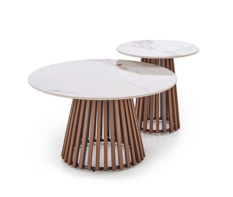 Kahvitable BELRIA, pähkinä / valkoinen marmor